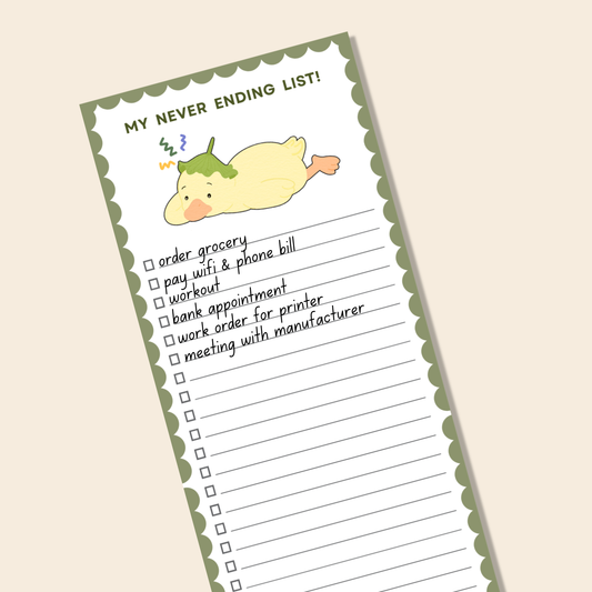 My Never Ending list - Notepad