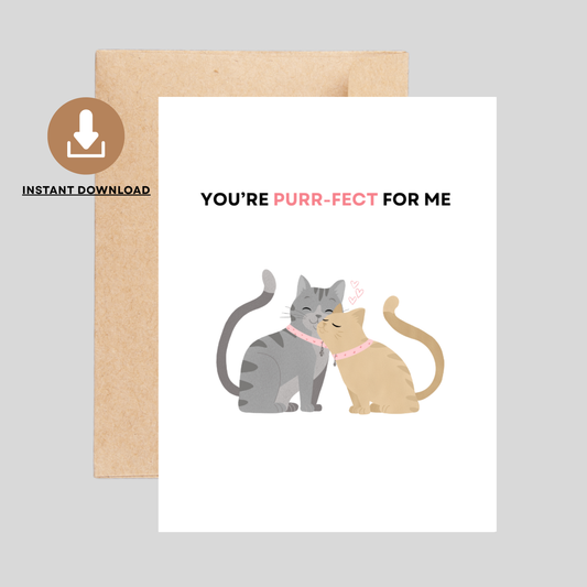 PURRFECT - Printable Love Pun Card