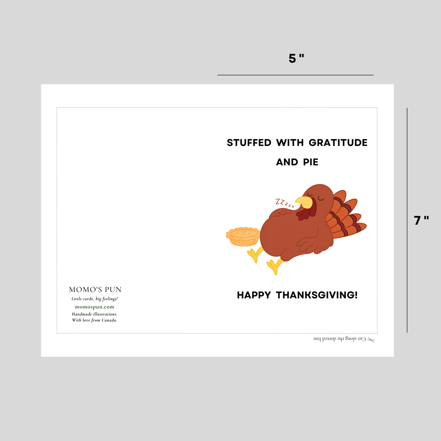GRATITUDE AND PIE - Printable Thanksgiving Pun card