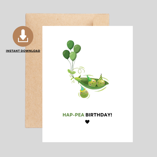 HAP-PEA - Printable Birthday Pun Card