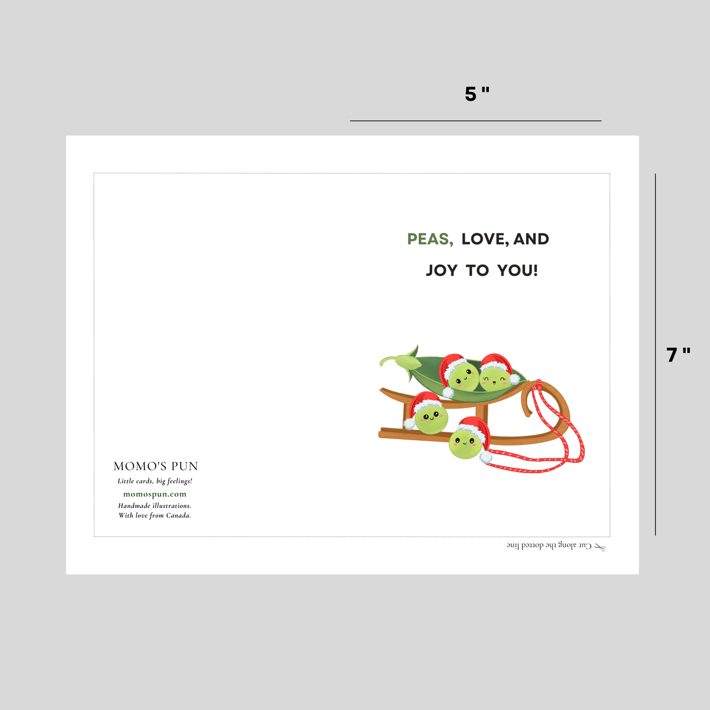 PEAS, LOVE and JOY - Printable Christmas Pun Card