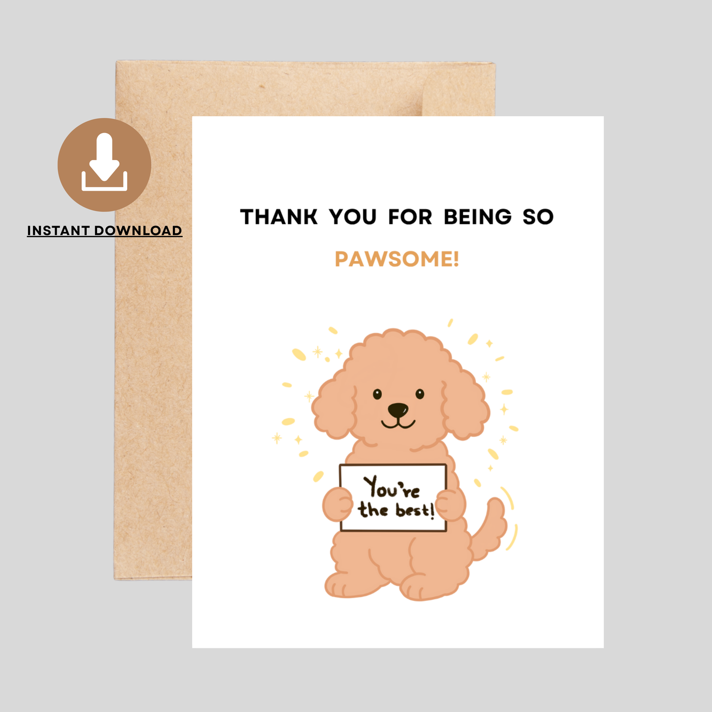 PAWSOME - Printable Thank You Pun card