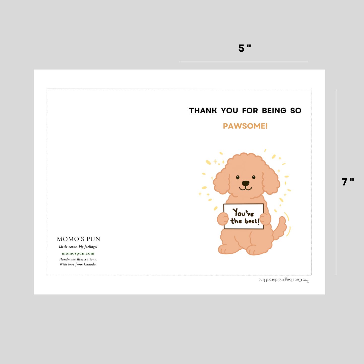 PAWSOME - Printable Thank You Pun card