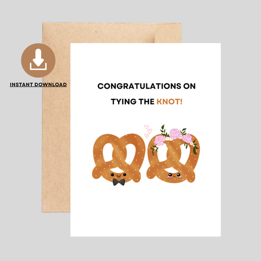 Tying the Knot - Printable Wedding Pun Card