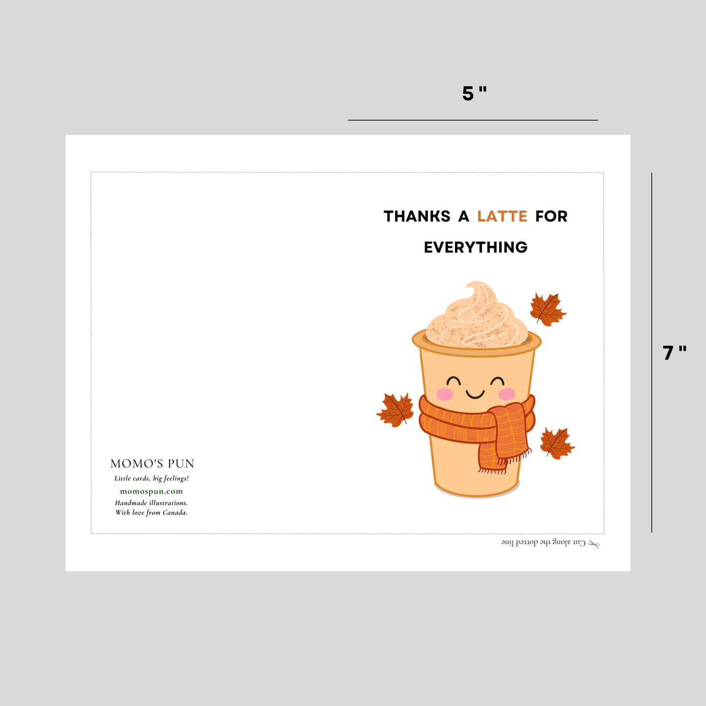 THANKS A LATTE - Printable Thanksgiving Pun Card