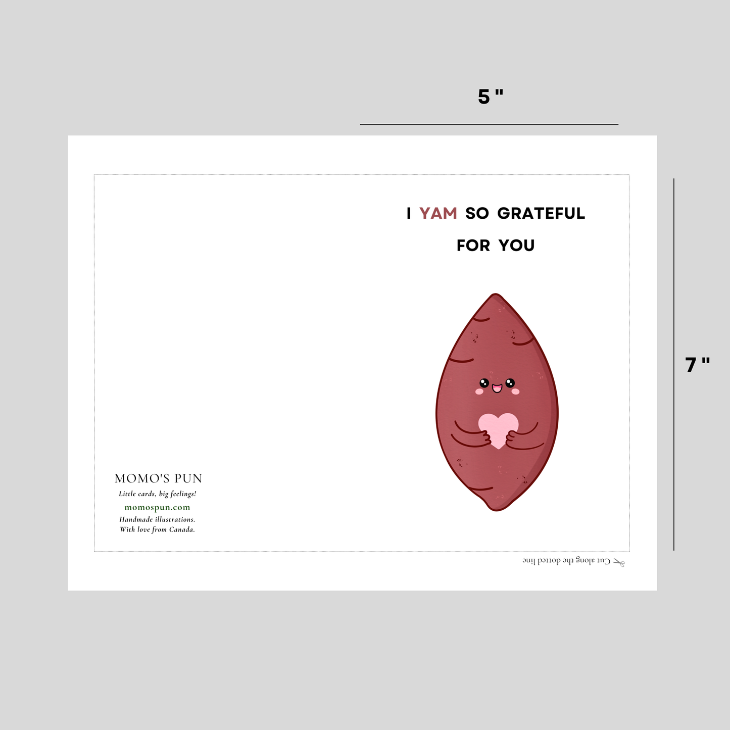 YAM GRATEFUL - Printable Thanksgiving Pun Card
