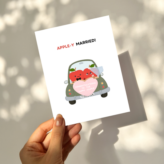 APPLE-Y Married - Wedding Pun Card