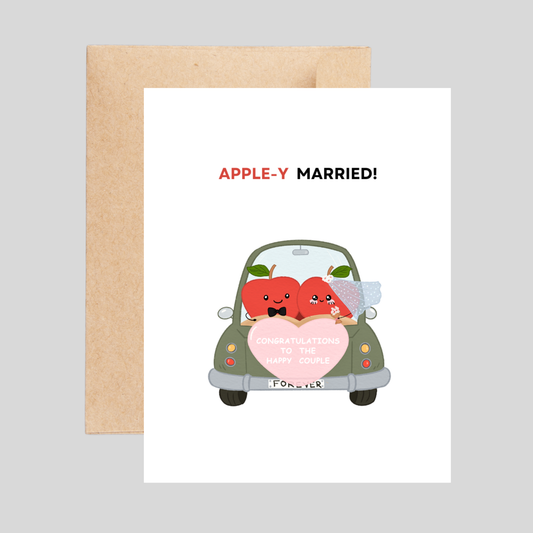 APPLE-Y Married - Wedding Pun Card