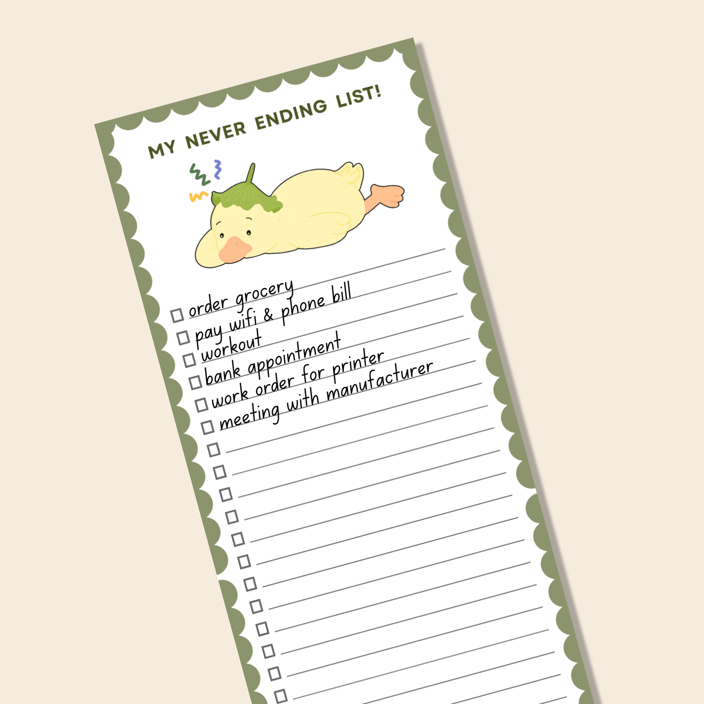 My Never Ending list - Notepad