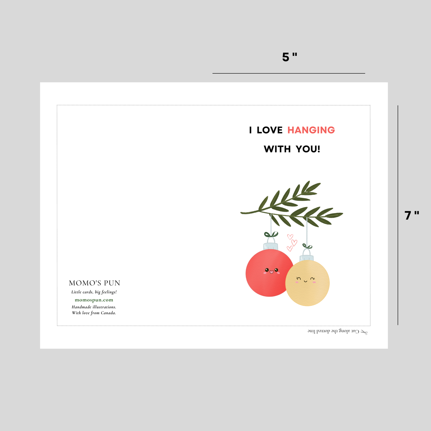LOVE HANGING WITH YOU - Printable Christmas Pun Card