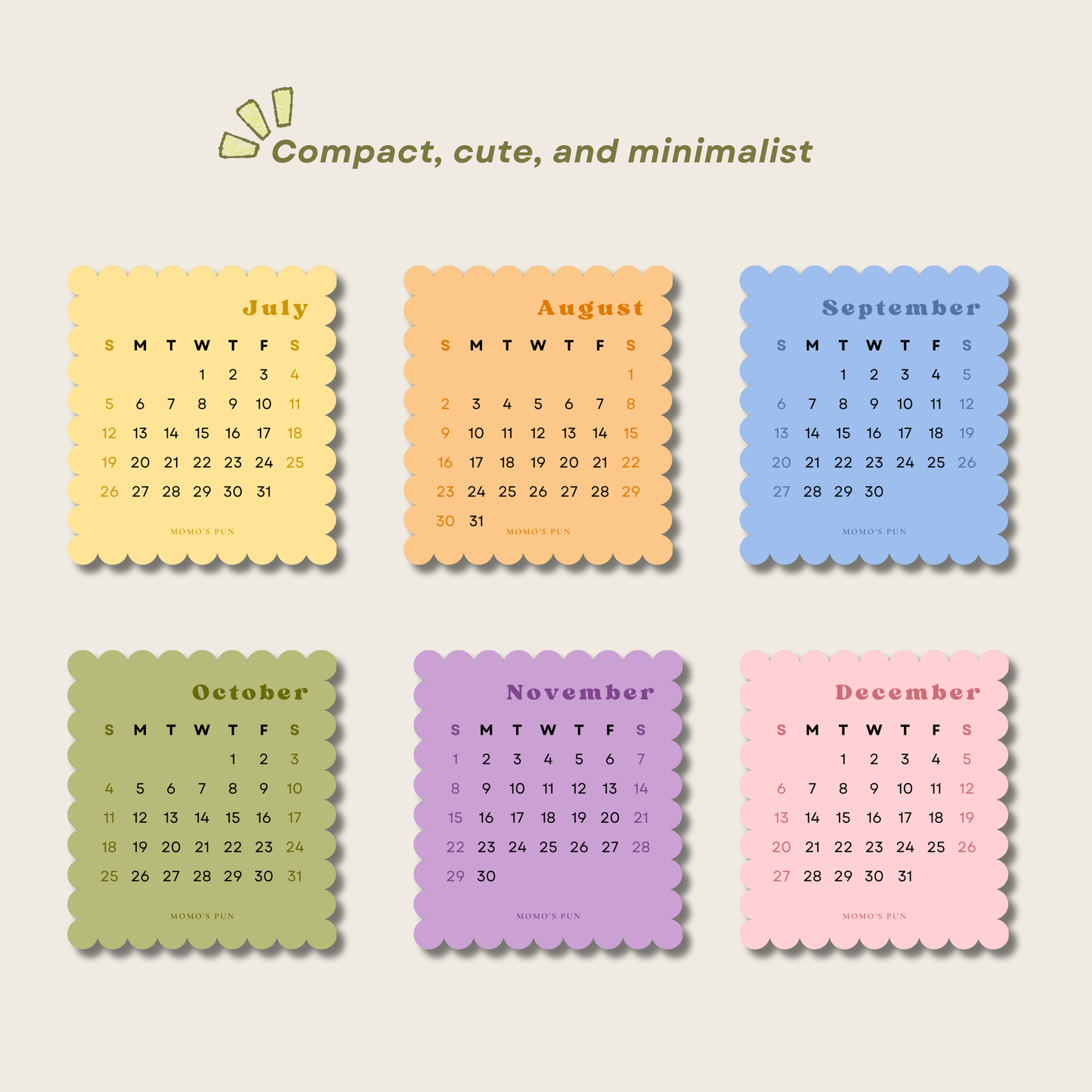 Cute Mini Desk Calendar 2026