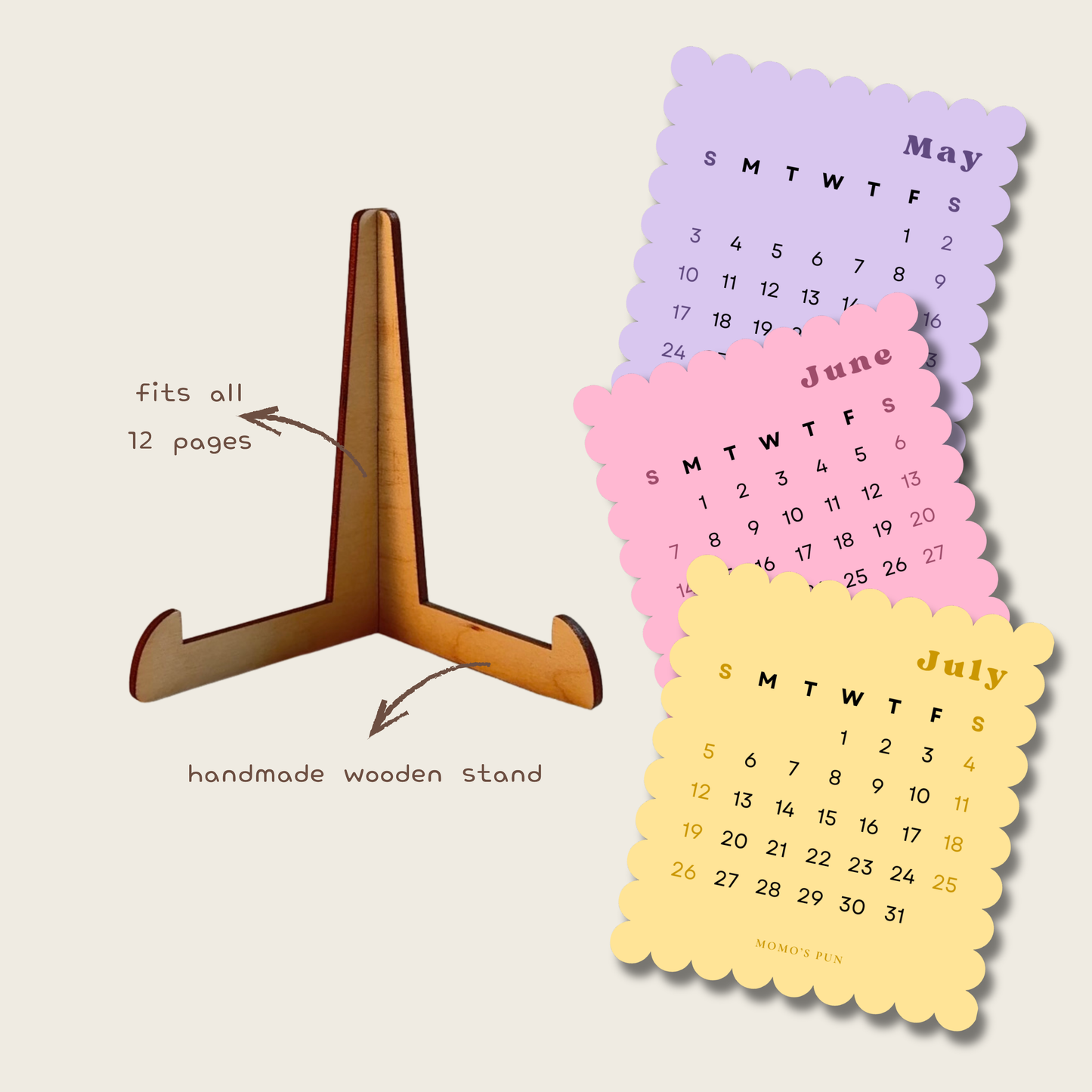 Cute Mini Desk Calendar 2026