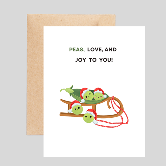 PEAS, LOVE and JOY - Christmas Pun Card