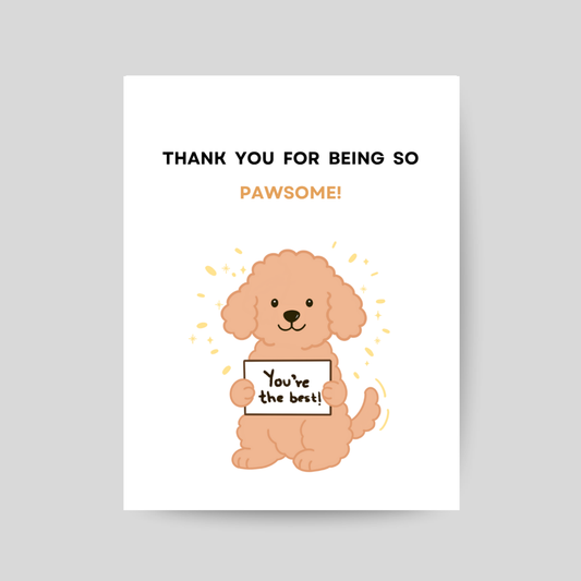 PAWSOME - Printable Thank You Pun card