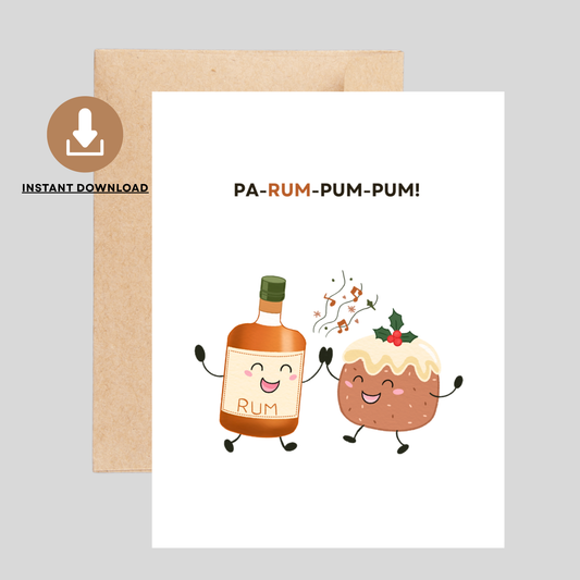 Pa-RUM-PUM - Printable Christmas Pun Card