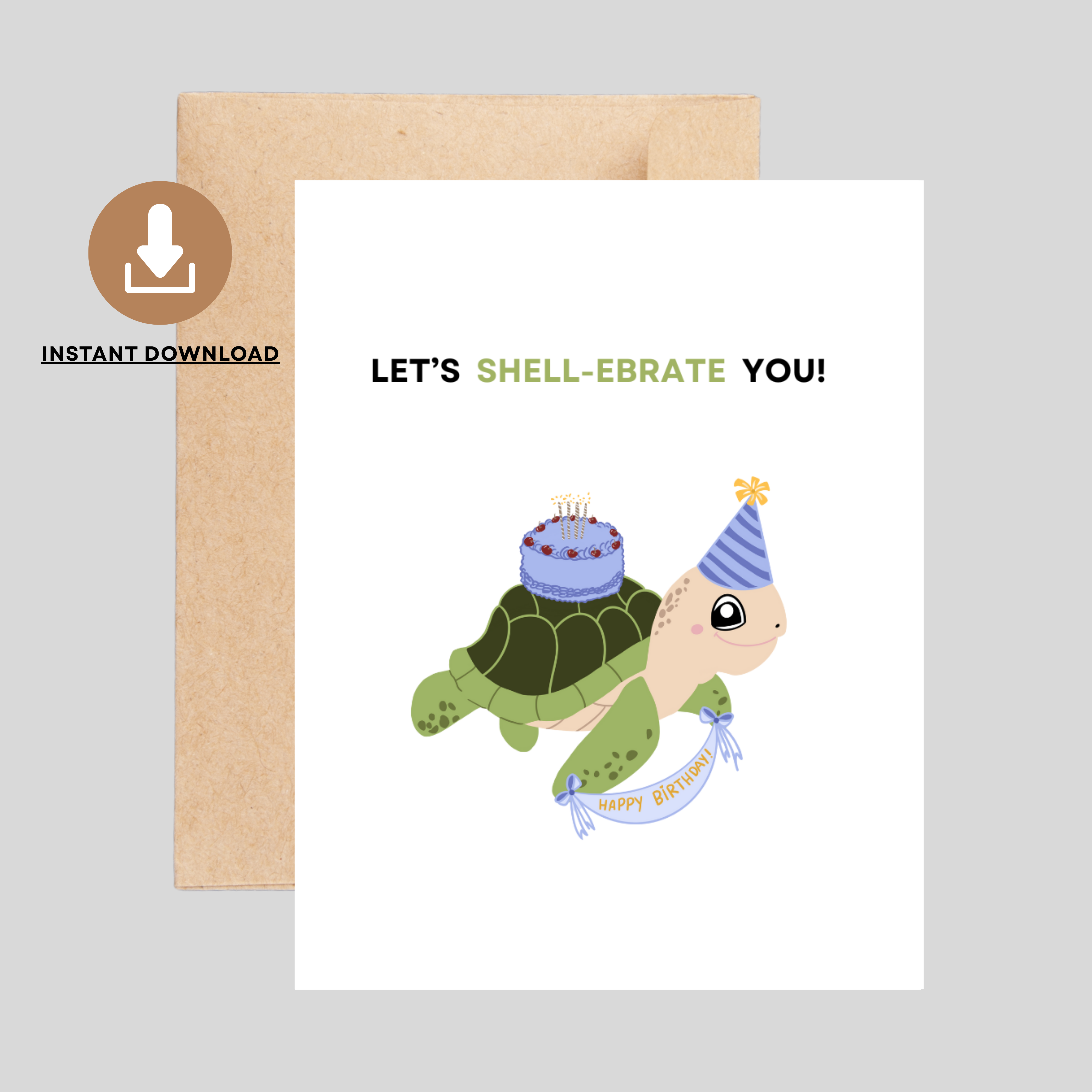 Shellabrate Spring Let's SHELLEBRATE - Printable Birthday Pun Card – Momo's Pun