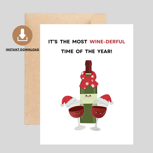 MOST WINE-DERFUL - Printable Christmas Pun Card